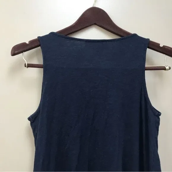 Philosophy Sleeveless Midi Dress Asymmetrical Sheer Hem Navy Blue (M) - Picture 8 of 12